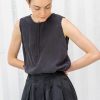 Women Aequamente Shirts & Tops | Aequamente Black Silk Tank