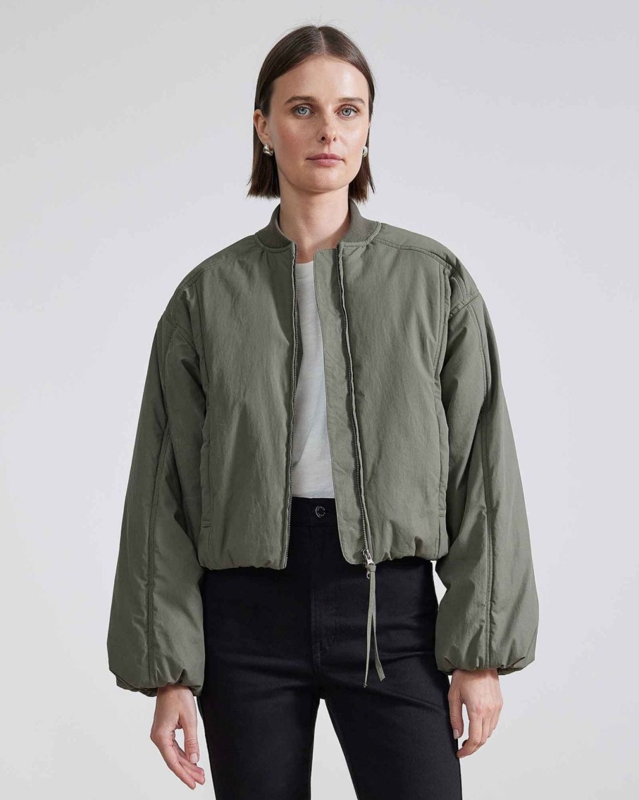 Women Apiece Apart Outerwear | Apiece Apart Esteria Bomber Olive