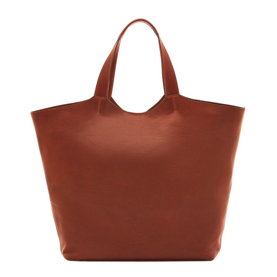 Women Il Bisonte Bags | Il Bisonte Le Laudi Tote Bag In Vintage Leather Dark Brown Seppia