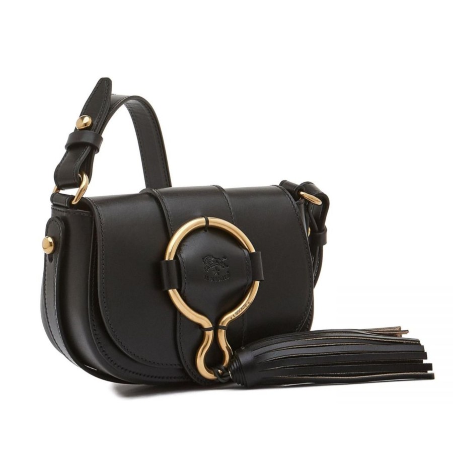 Women Il Bisonte Bags | Il Bisonte Loop Small Crossbody Bag Black