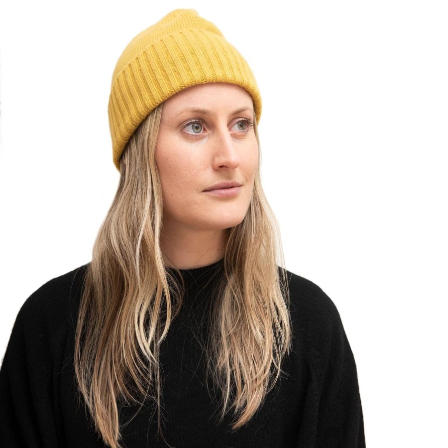 Women Meg Cohen Hats | Meg Cohen Cashmere Flat Hat Tuscan Yellow