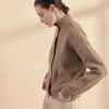 Women Amente Sweaters | Amente Wool High Neck Sweater Cardigan Brown