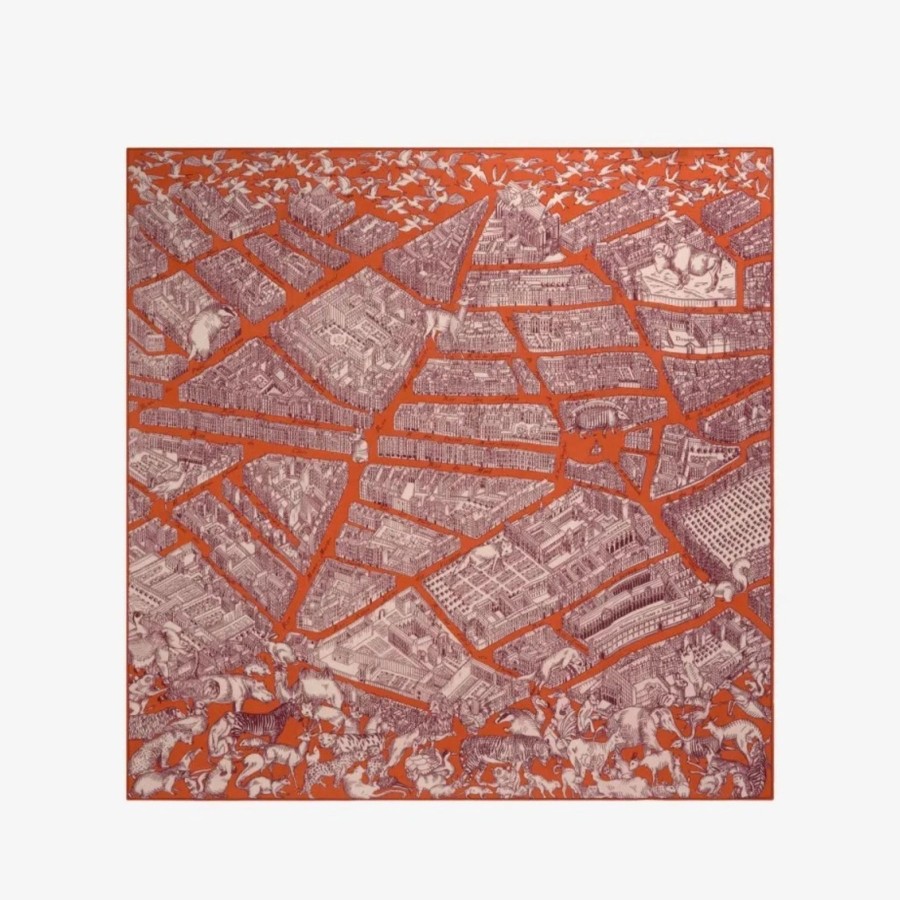 Women Inoui Editions Scarves | Inoui Editions Square 130 Turgot Orange