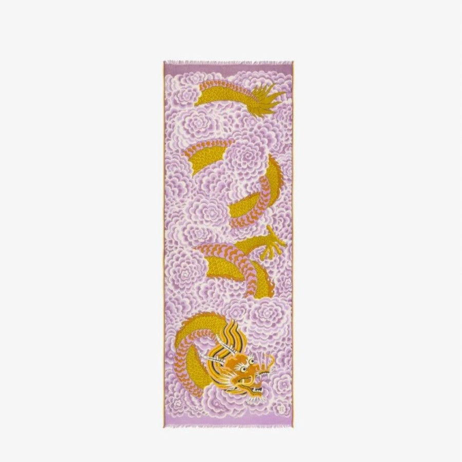 Women Inoui Editions Scarves | Inoui Editions Scarf 70 Dragon Yellow