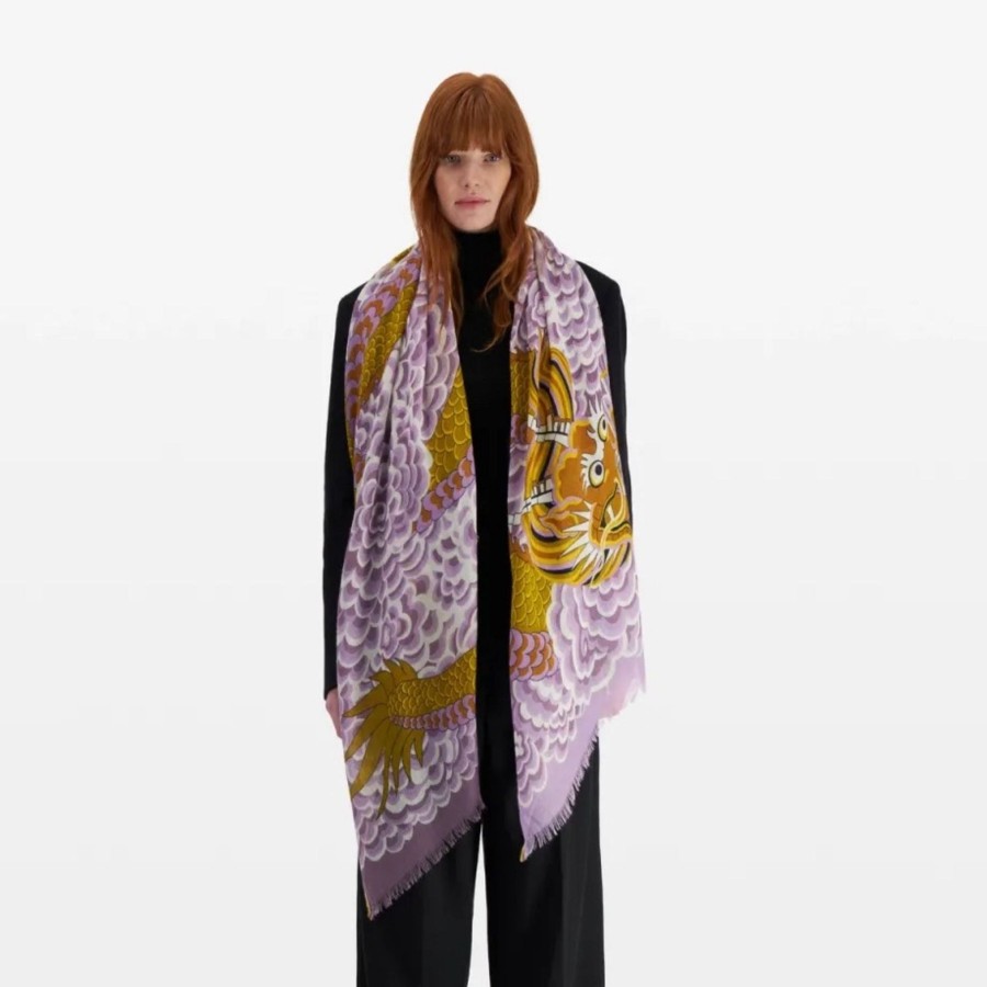 Women Inoui Editions Scarves | Inoui Editions Scarf 70 Dragon Yellow