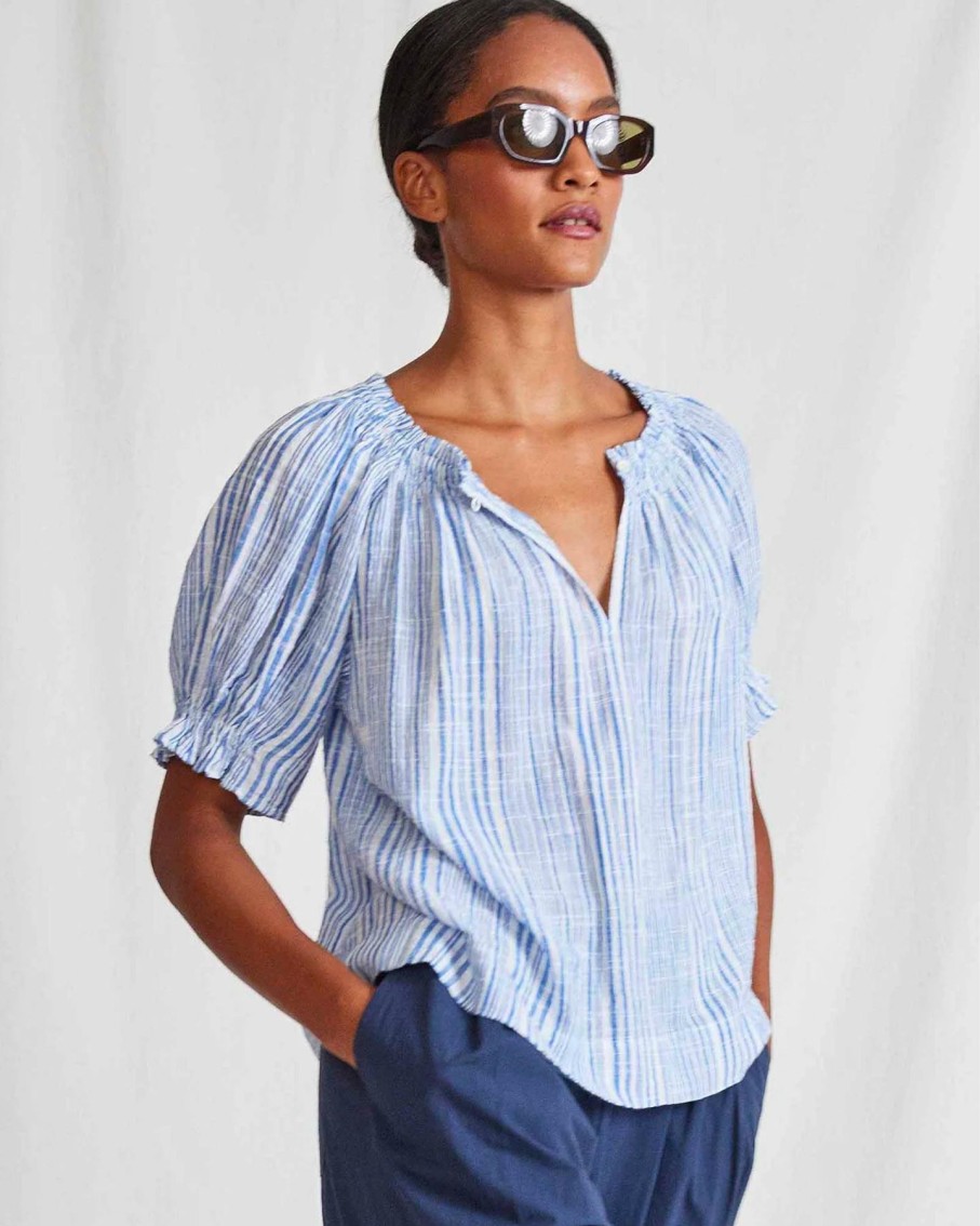 Women Apiece Apart Shirts & Tops | Apiece Apart Kasin Top Seaside Stripe