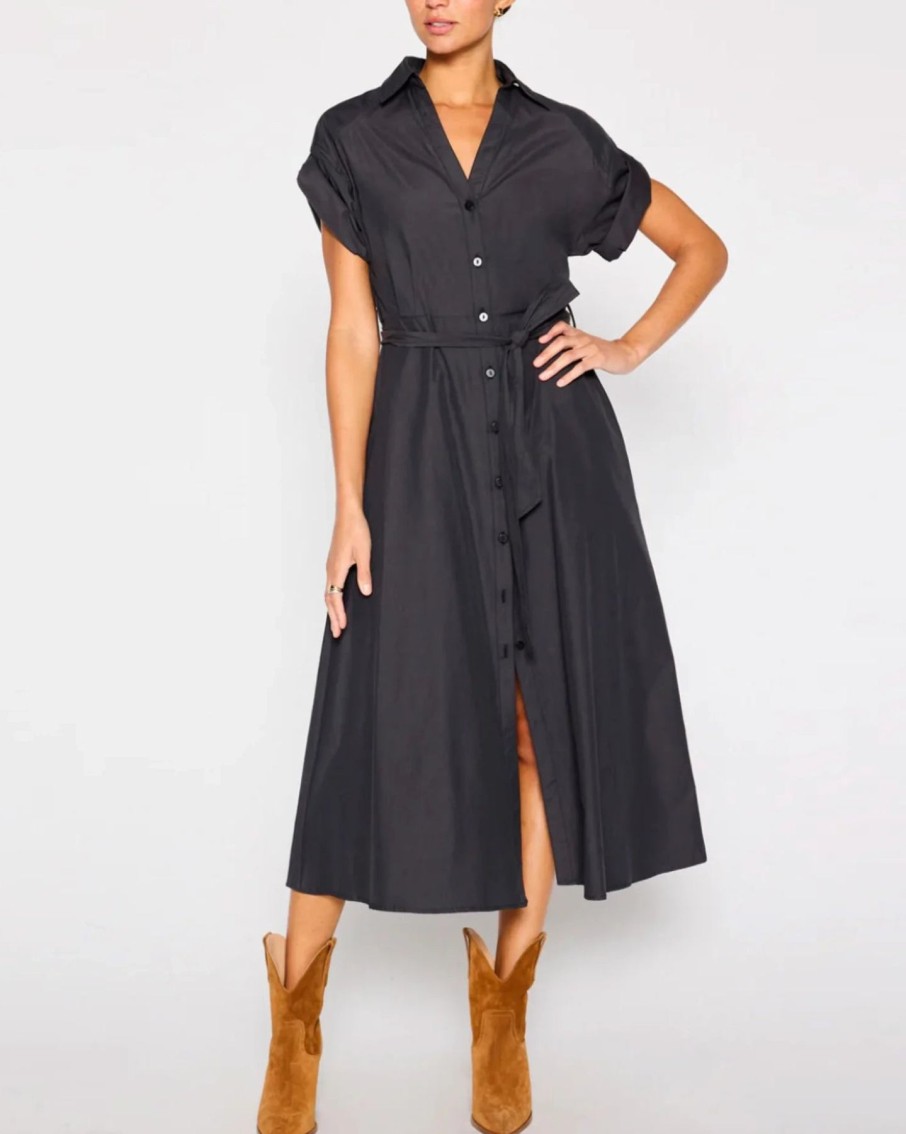 Women Brochu Walker Dresses | Brochu Walker Fia Belted Dress Washed Black