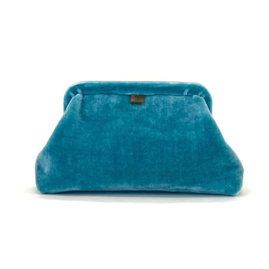 Women Marian Paquette Bags | Marian Paquette Liette Velvet Clutch Aqua