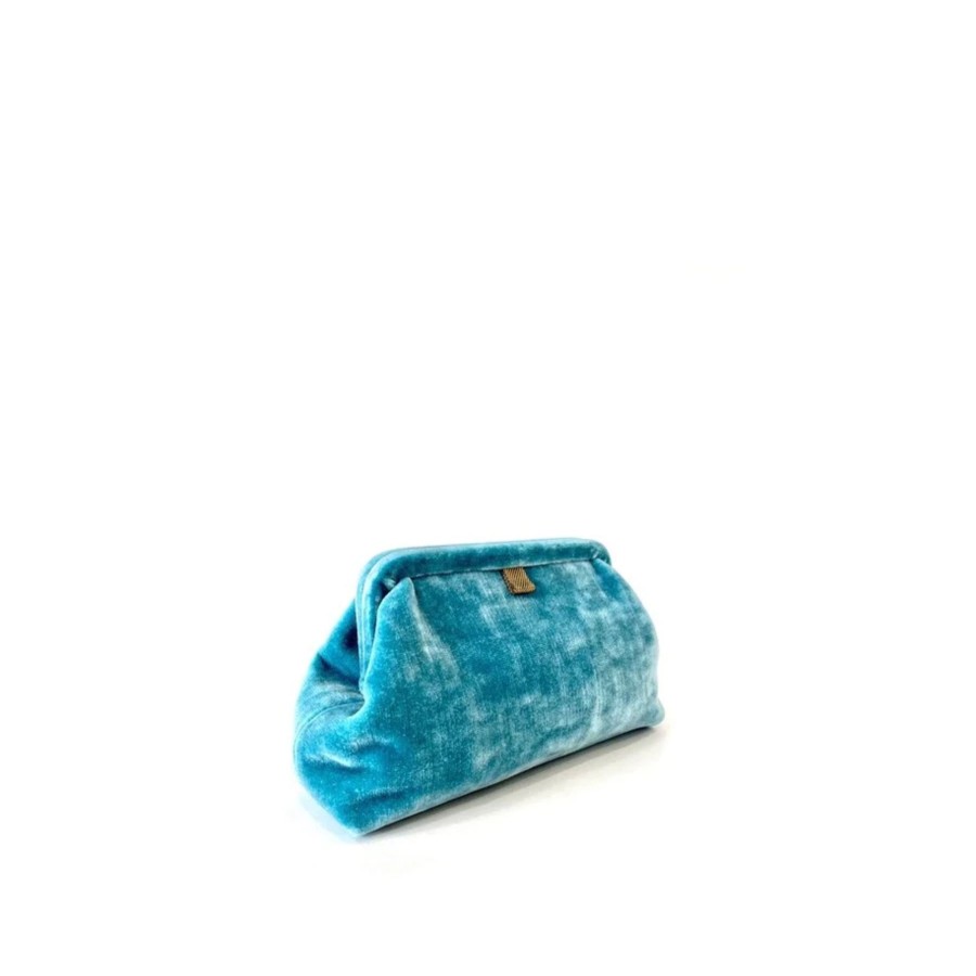 Women Marian Paquette Bags | Marian Paquette Liette Velvet Clutch Aqua