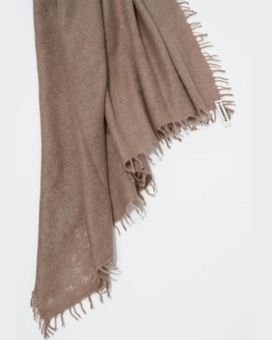 Women Communitie Scarves | Communitie Cashmere Felted Stole Dark Beige