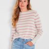 Women Not Monday Sweaters | Not Monday Asher Cashmere Crewneck Light Grey & Rose