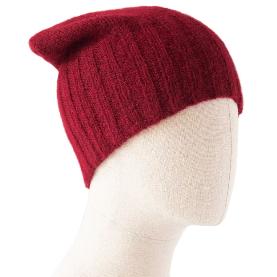 Women Meg Cohen Hats | Meg Cohen Alpaca Hand Knit Flat Hat Dark Cherry