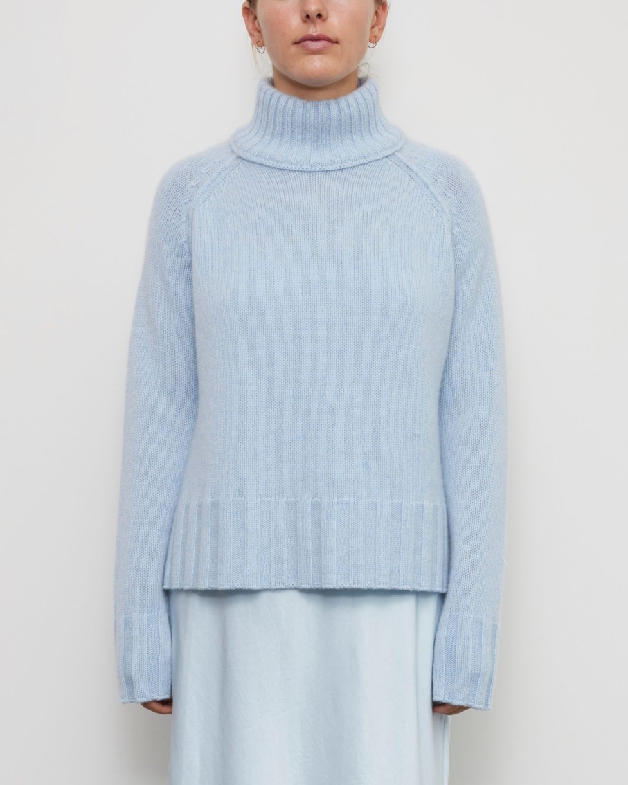 Women Brazeau Tricot Sweaters | Brazeau Tricot Rib Mock Pullover Chambray