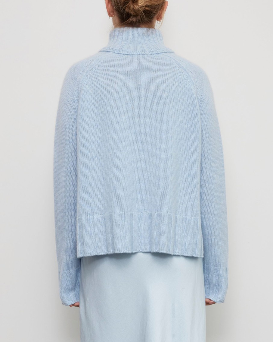 Women Brazeau Tricot Sweaters | Brazeau Tricot Rib Mock Pullover Chambray