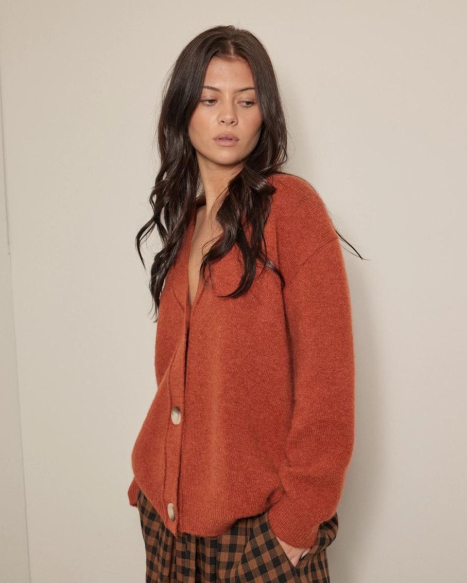 Women Amente Sweaters | Amente Alpaca Wool Blend Button-Down Cardigan Berry