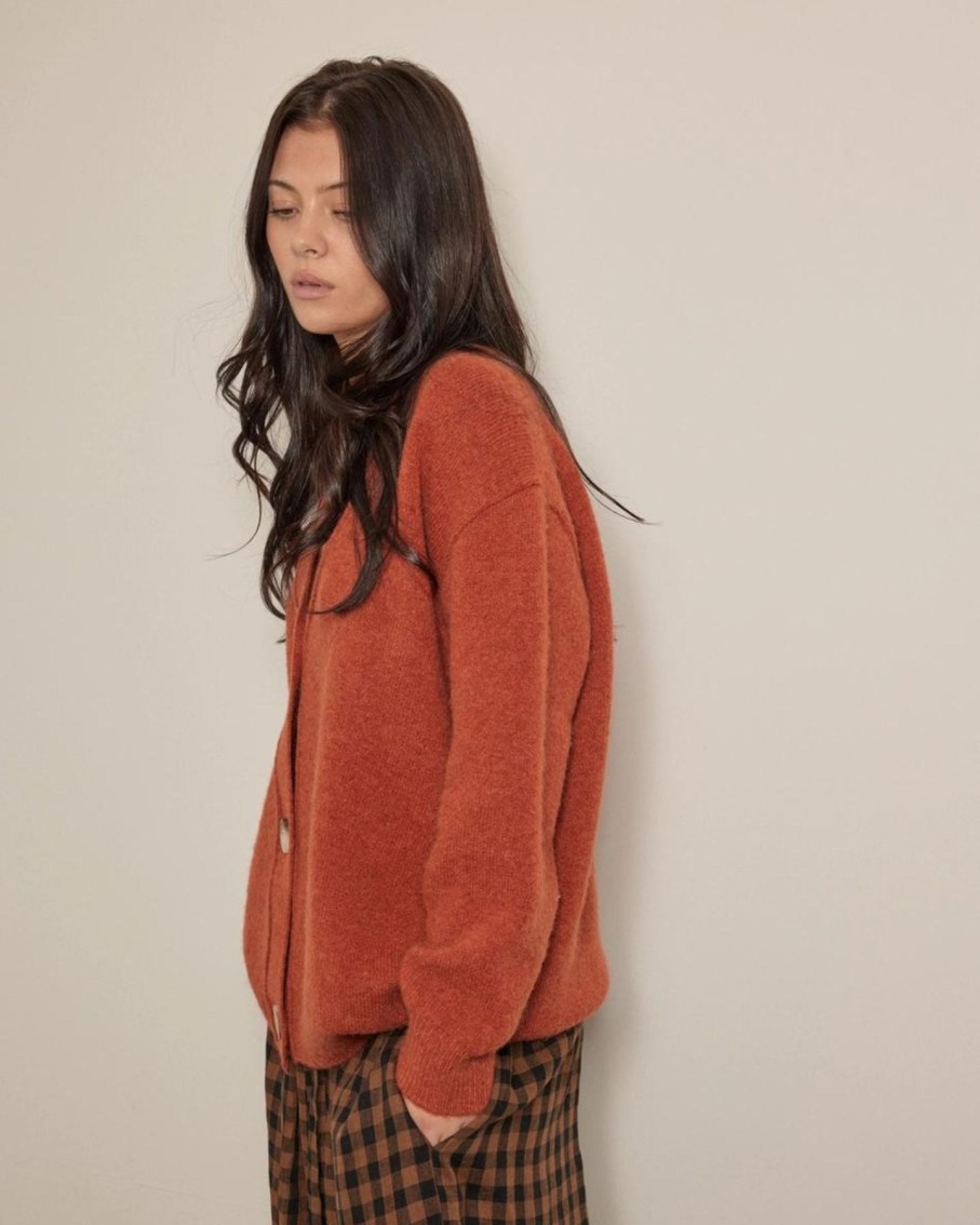 Women Amente Sweaters | Amente Alpaca Wool Blend Button-Down Cardigan Berry