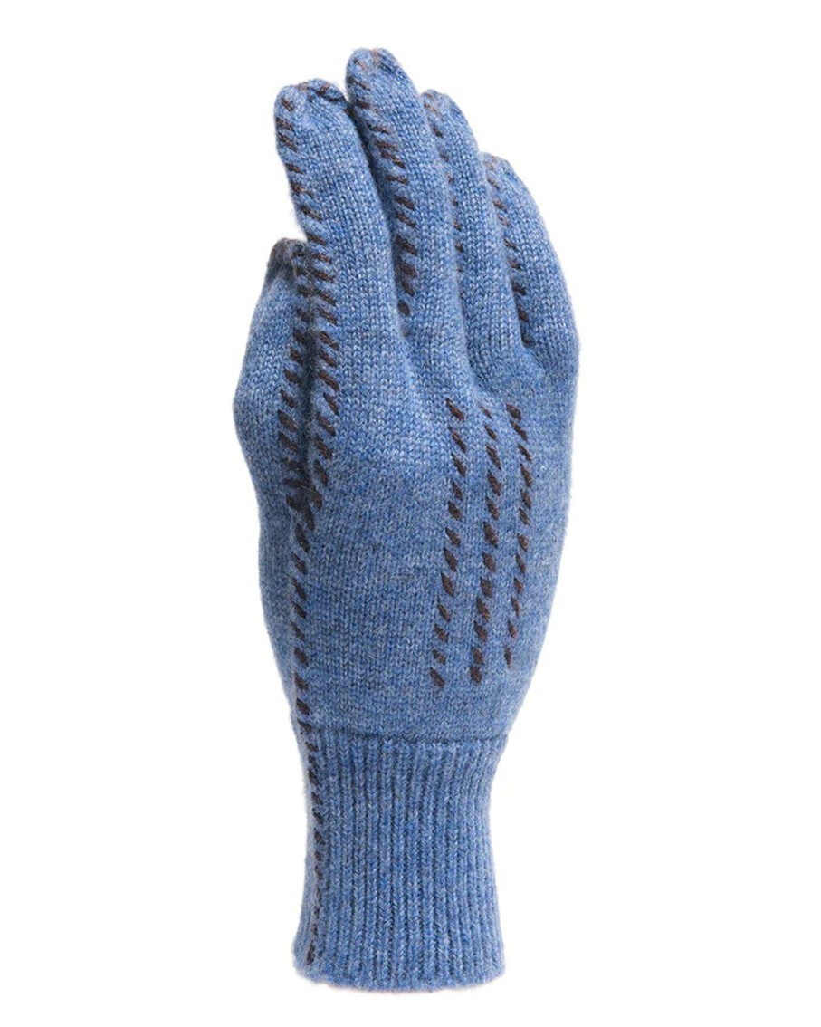 Women Meg Cohen Mittens | Meg Cohen Cashmere Stitch Gloves Earth Blue + Black