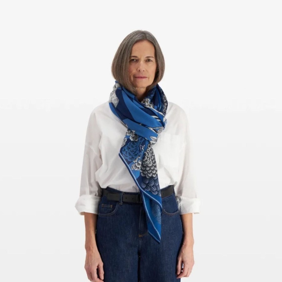 Women Inoui Editions Scarves | Inoui Editions Scarf 100 Magnus Blue