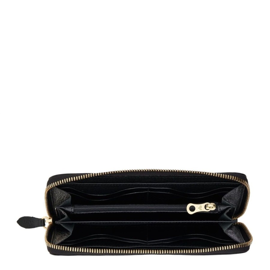 Women Il Bisonte Bags | Il Bisonte Ametista Zip Around Wallet Black