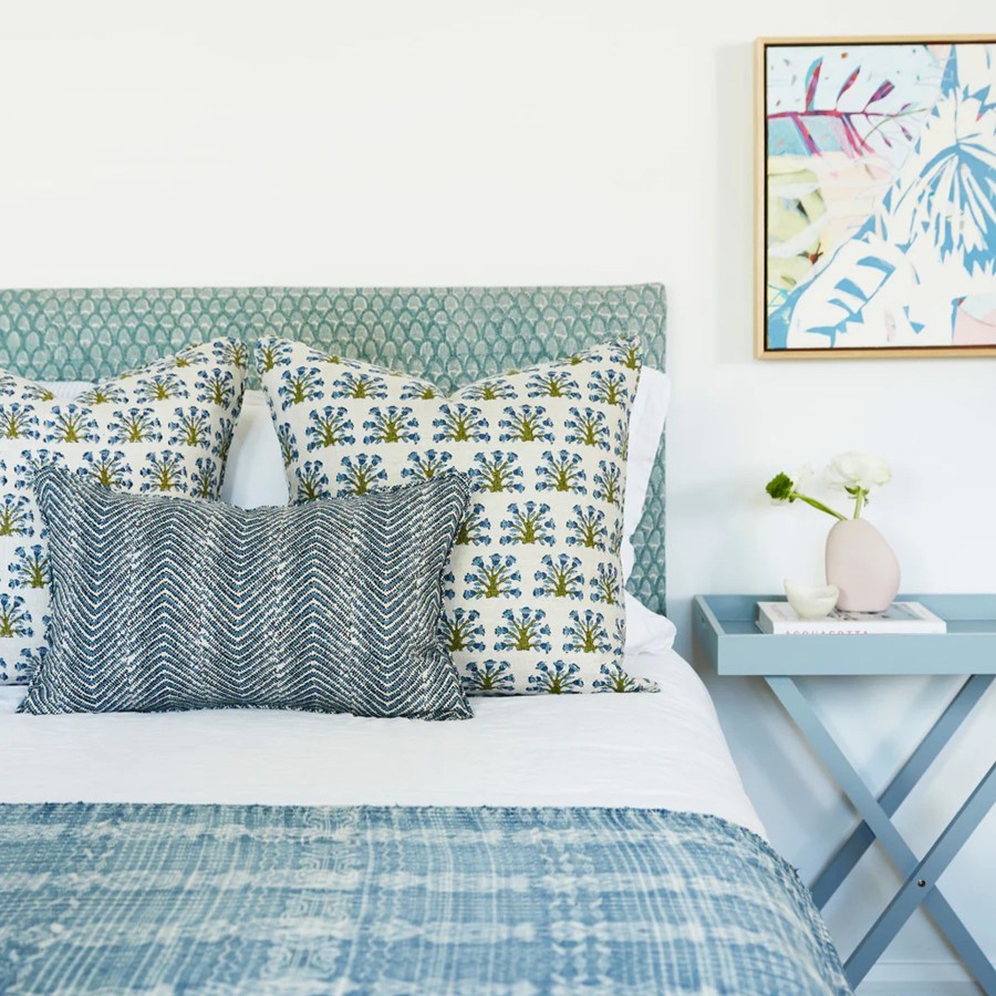 Bedding Walter G | Walter G Samode Moss Azure Linen Cushion