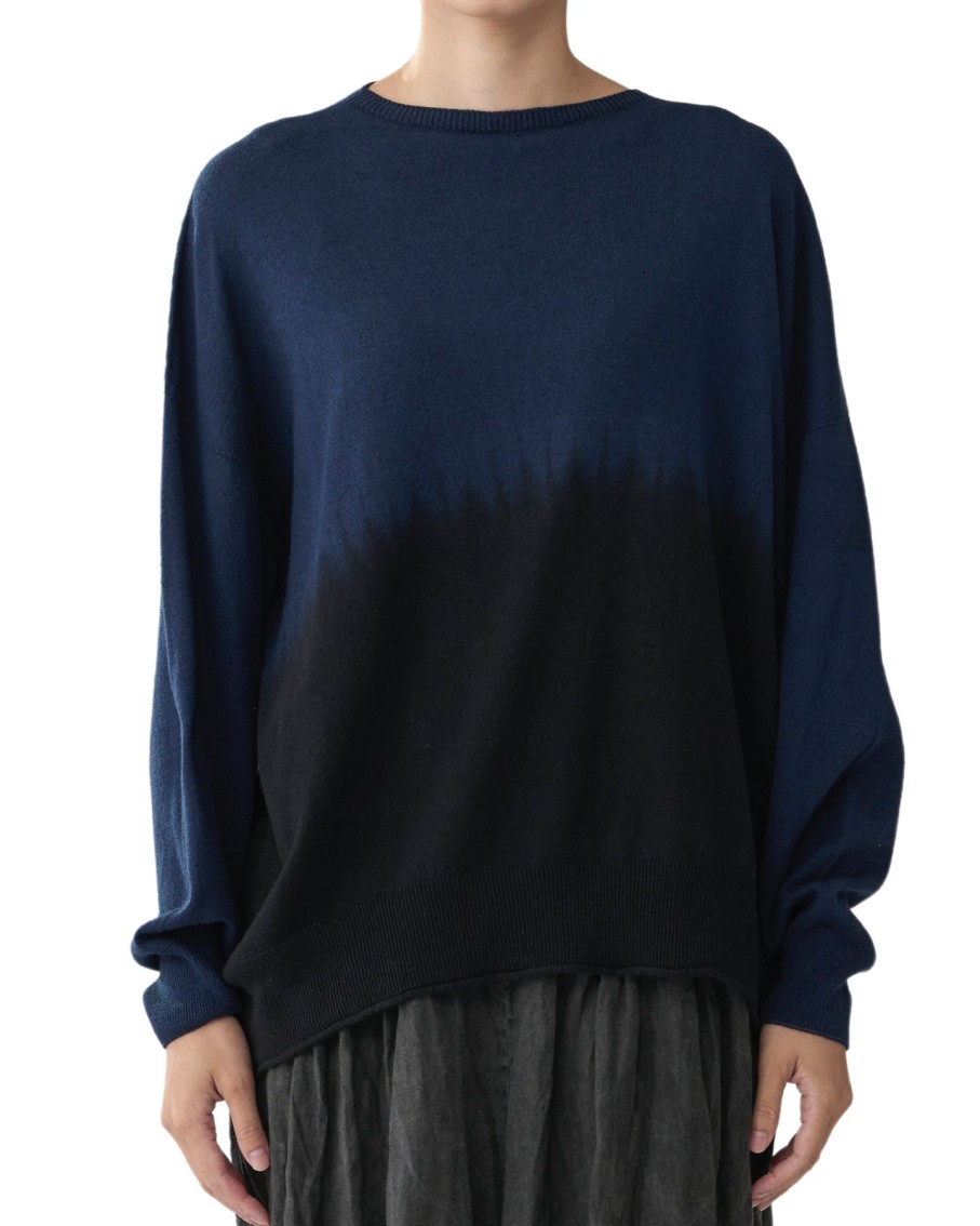 Women Pas De Calais Sweaters | Pas De Calais Round Shibori Pullover Black