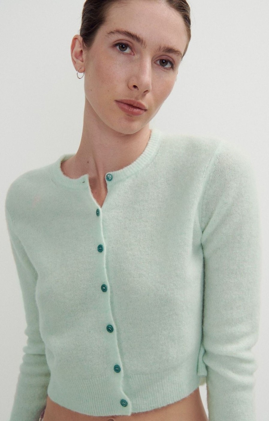 Women American Vintage Sweaters | American Vintage Razpark Cardigan Vert D'Eau