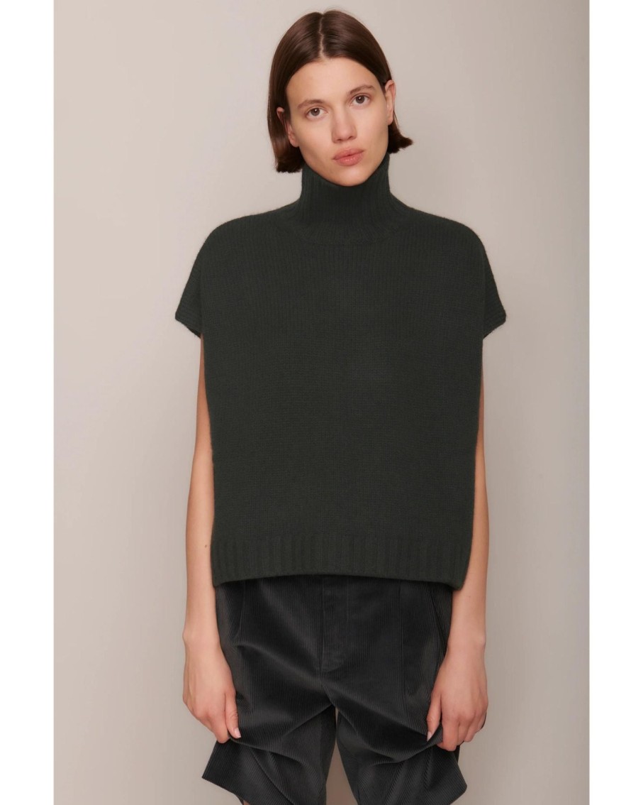 Women Organic by John Patrick Sweaters | Organic By John Patrick Cashmere Turtleneck Gilet Loden