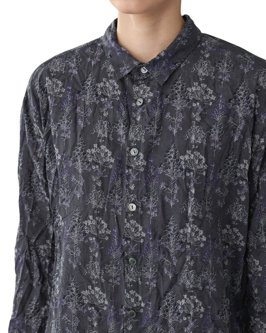 Women Pas De Calais Shirts & Tops | Pas De Calais Calamint Print Blouse Charcoal