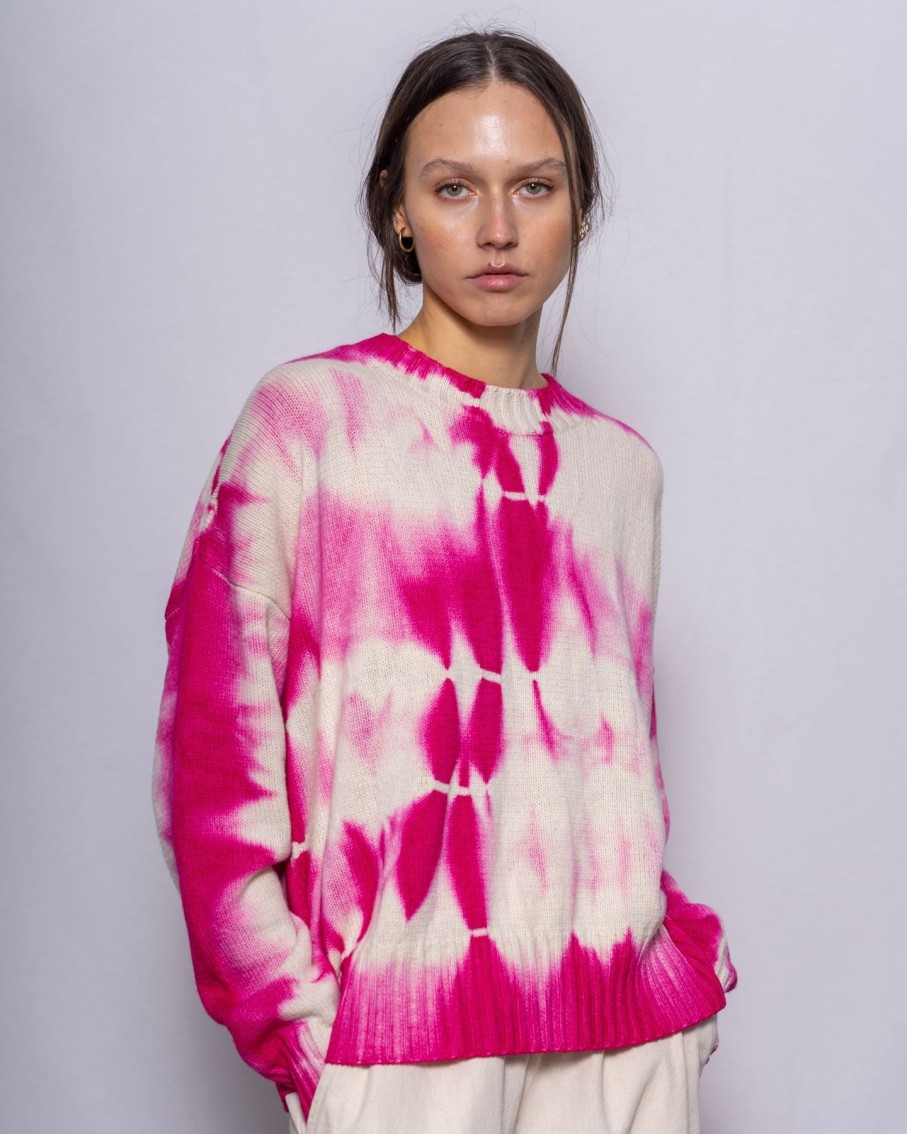 Women MJ Watson Sweaters | Mj Watson Shibori Round Neck Pullover Pink