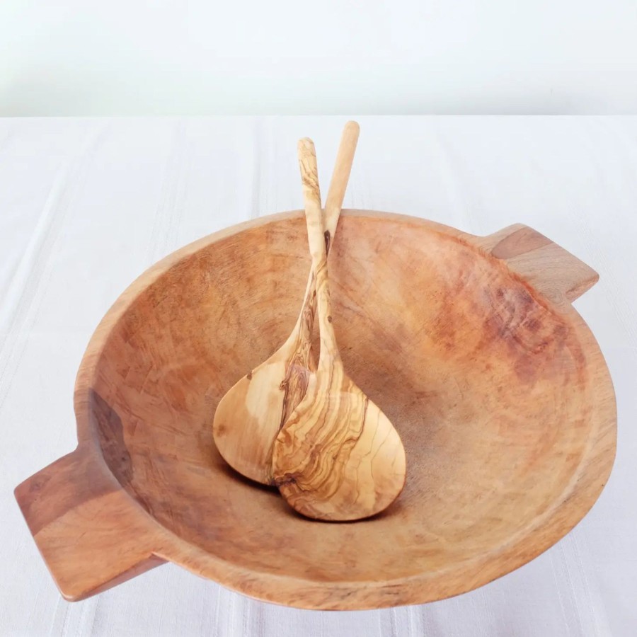 Home Natural Olive Wood | Olive Wood Salad Server Set