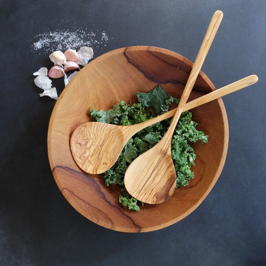 Home Natural Olive Wood | Olive Wood Salad Server Set