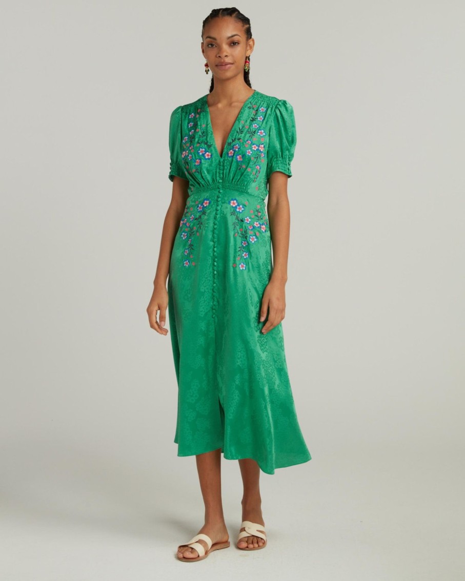 Women Saloni Dresses | Saloni Lea Dress Kelly Green