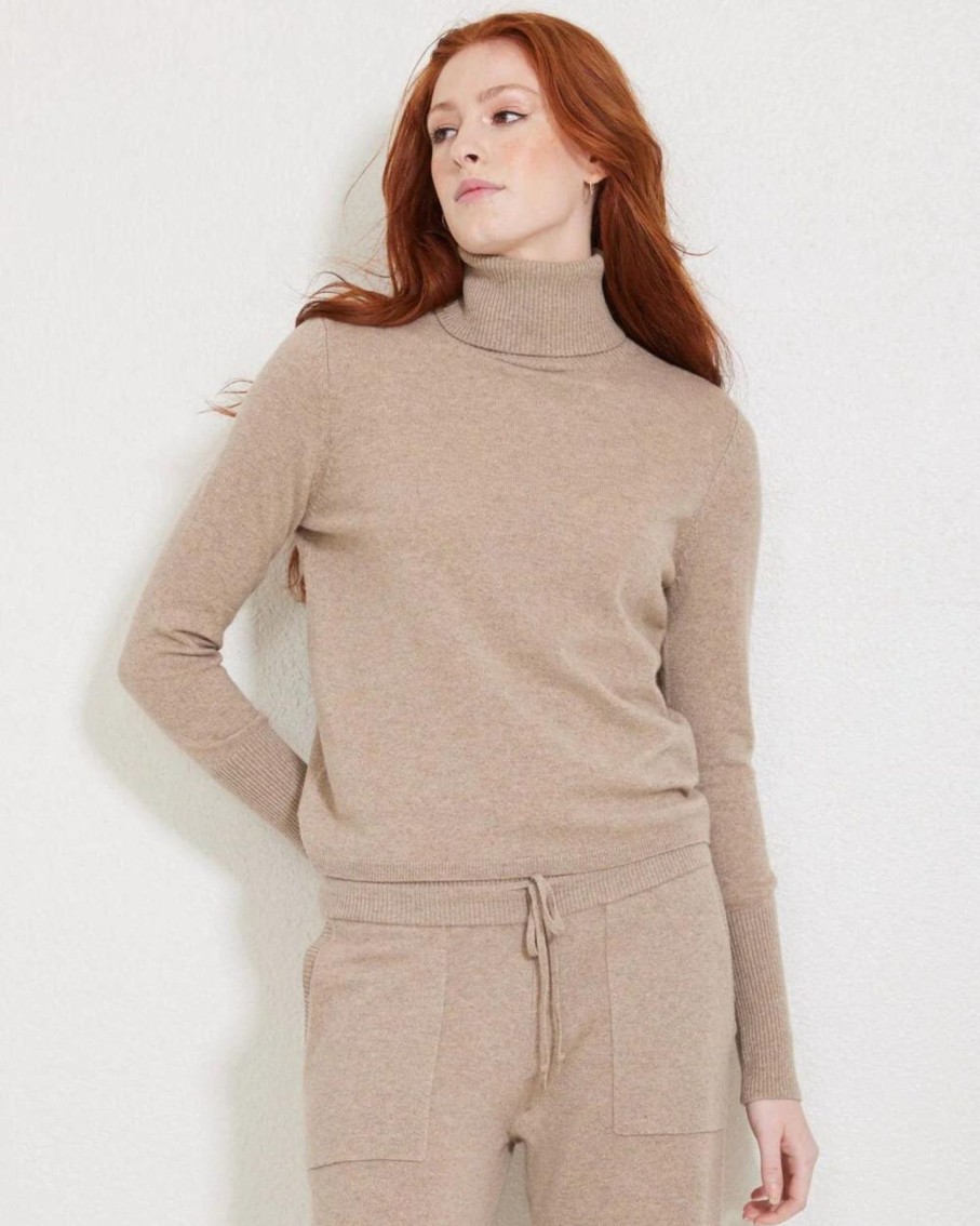 Women Not Monday Sweaters | Not Monday Hayden Cashmere Turtleneck Latte