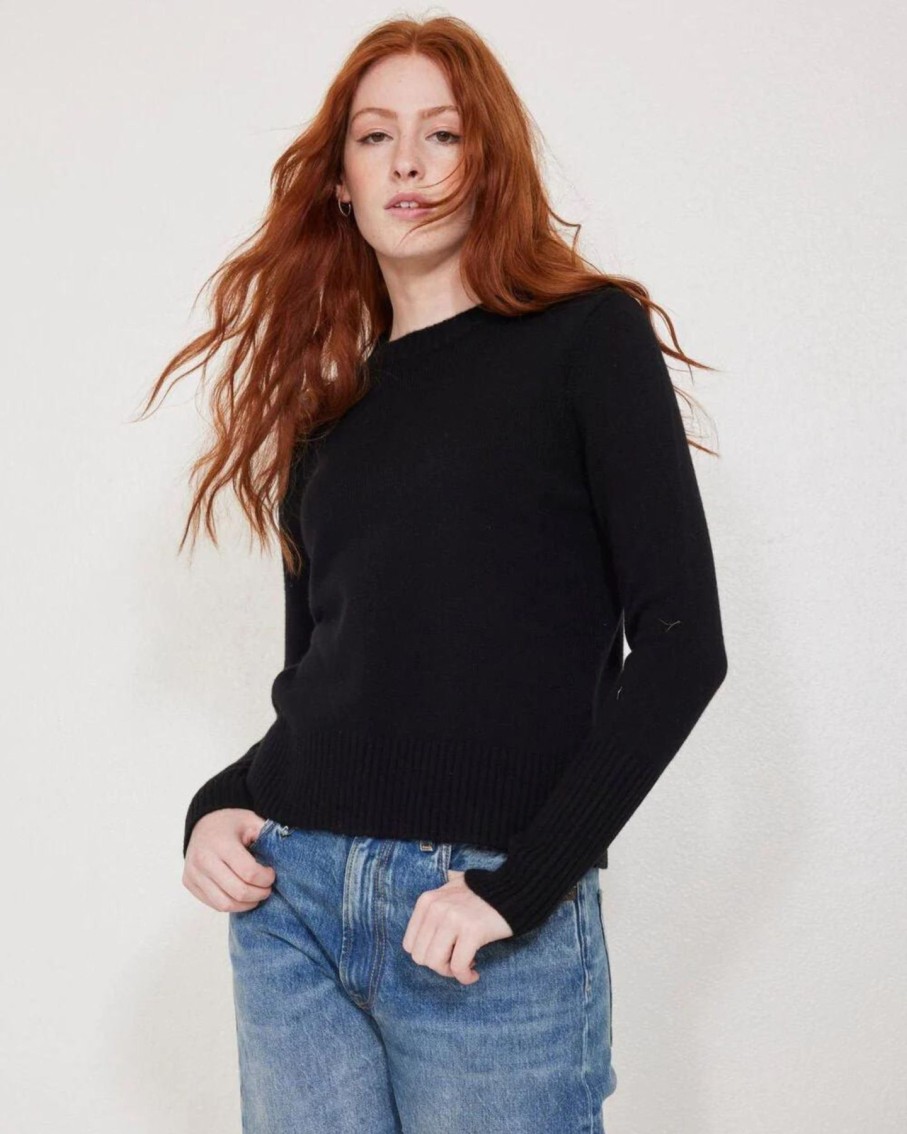 Women Not Monday Sweaters | Not Monday Jane Cashmere Crewneck Black