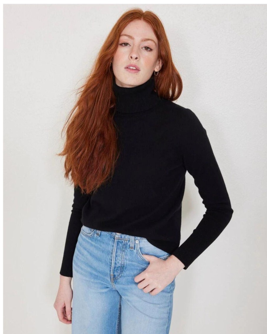 Women Not Monday Sweaters | Not Monday Hayden Cashmere Turtleneck Black