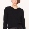 Women Vince Sweaters | Vince Cropped V-Neck Pullover Black