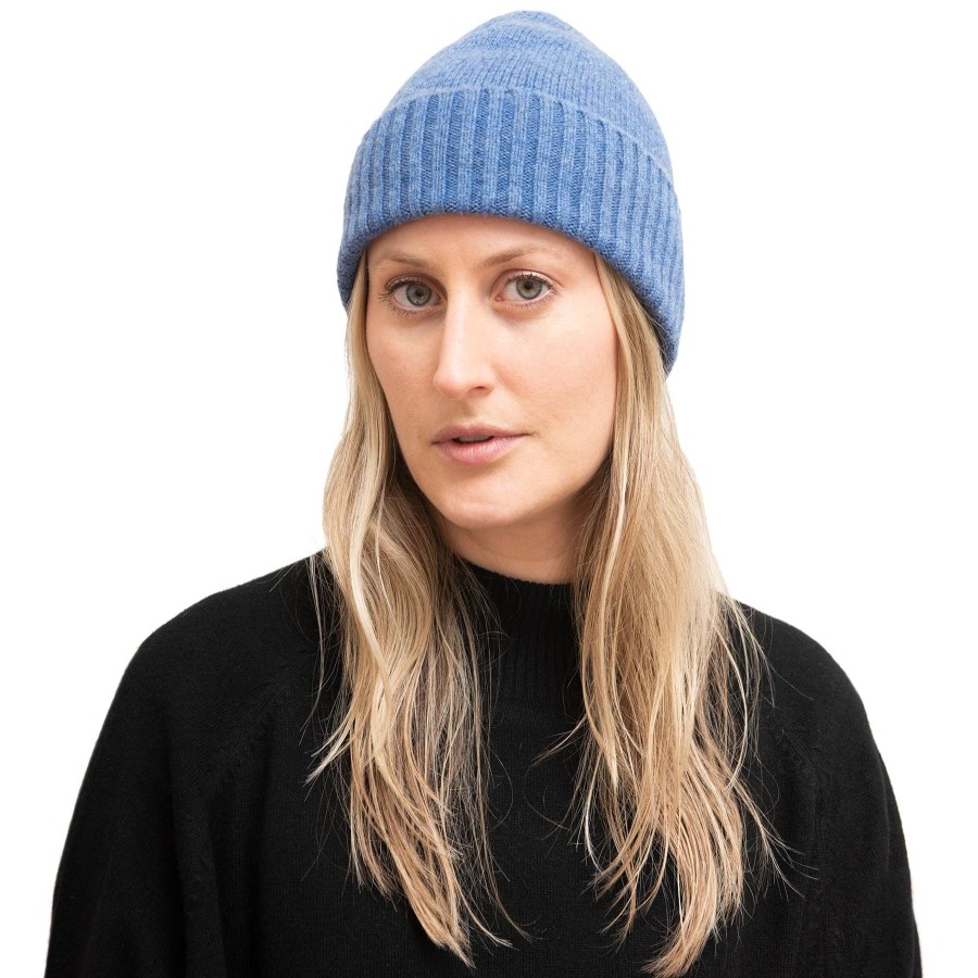 Women Meg Cohen Hats | Meg Cohen Cashmere Flat Hat Earth Blue