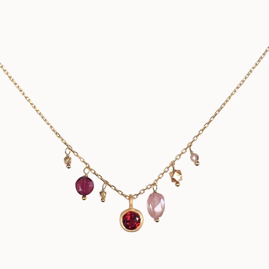 Women 5 Octobre Jewelry | 5 Octobre Loop Tourmaline Rose Necklace