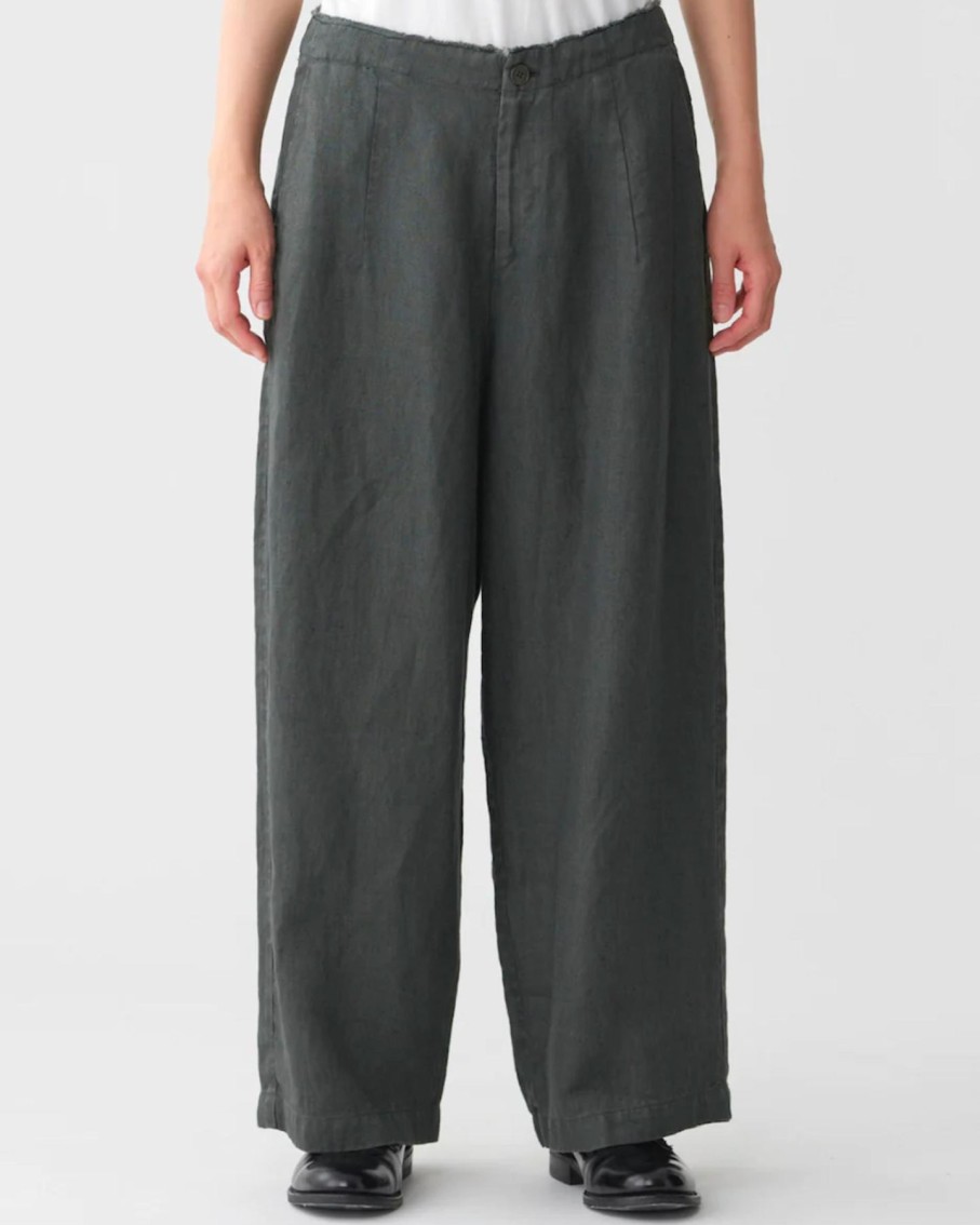 Women Pas De Calais Pants | Pas De Calais Linen Twill Wide Pants Khaki