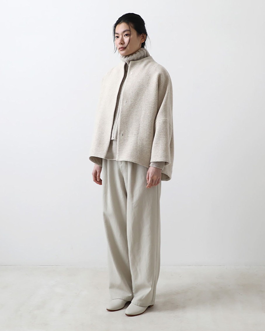 Women Evam Eva Outerwear | Evam Eva Wool Tweed Short Coat Ivory