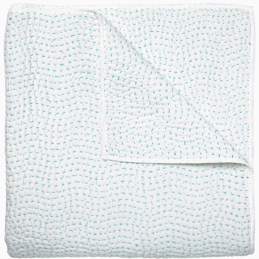 Bedding John Robshaw | John Robshaw Hand Stitched Coverlet Seaglass