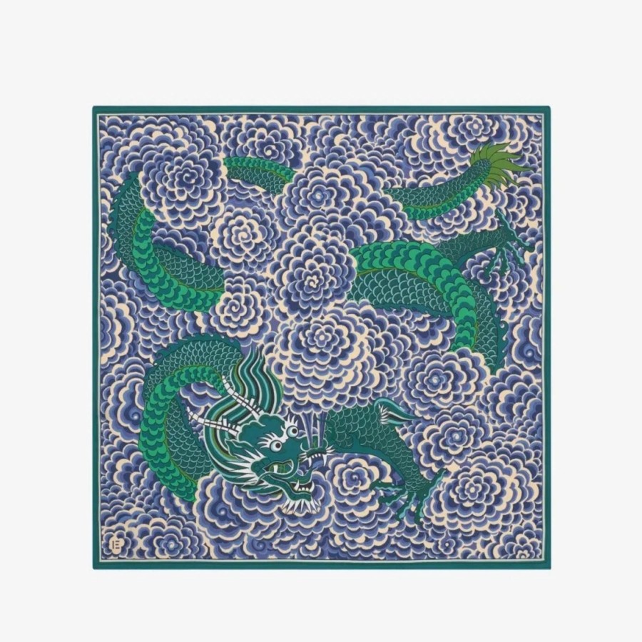 Women Inoui Editions Scarves | Inoui Editions Square 65 Dragon Green