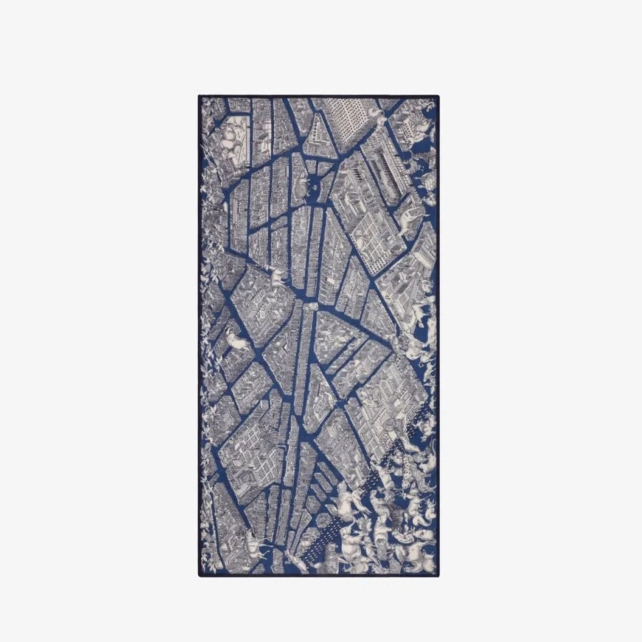 Women Inoui Editions Scarves | Inoui Editions Scarf 100 Turgot Dark Blue