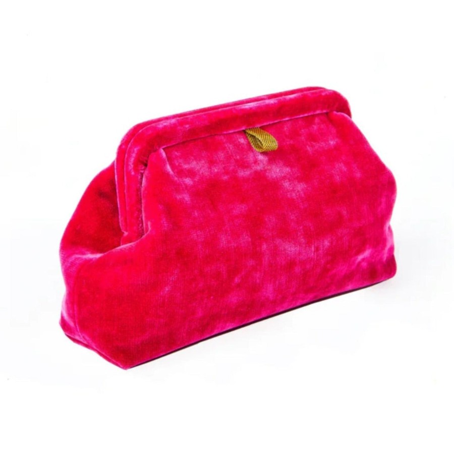 Women Marian Paquette Bags | Marian Paquette Liette Velvet Clutch Hot Pink