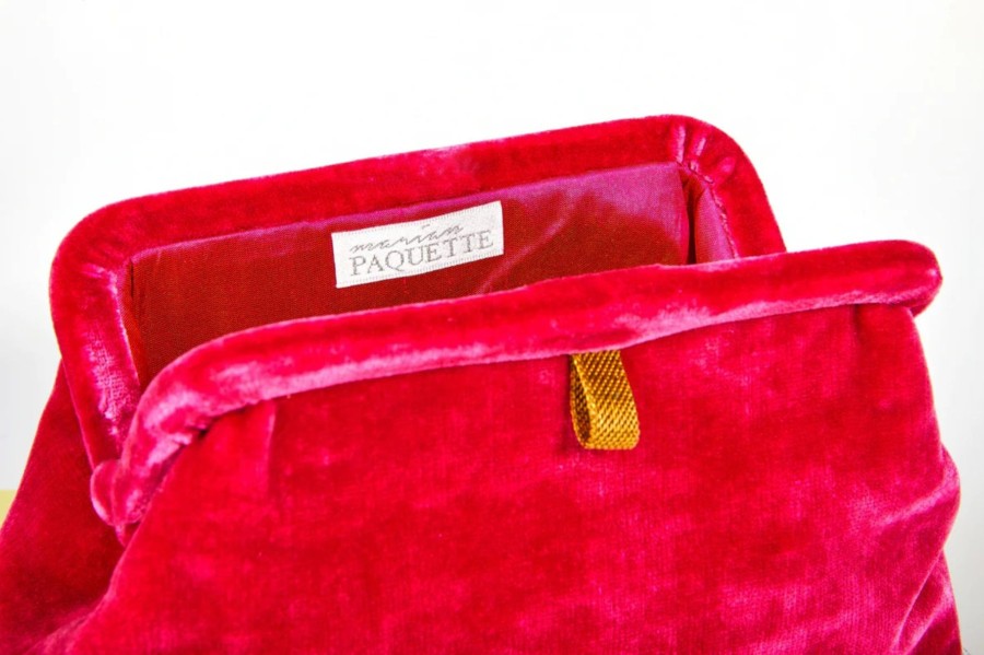 Women Marian Paquette Bags | Marian Paquette Liette Velvet Clutch Hot Pink