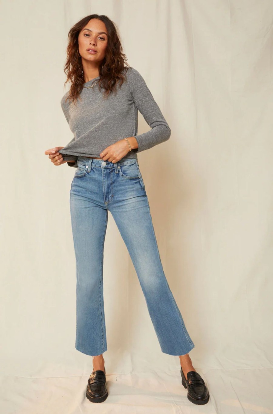 Women AMO Denim | Amo High Rise Kick Crop Topanga