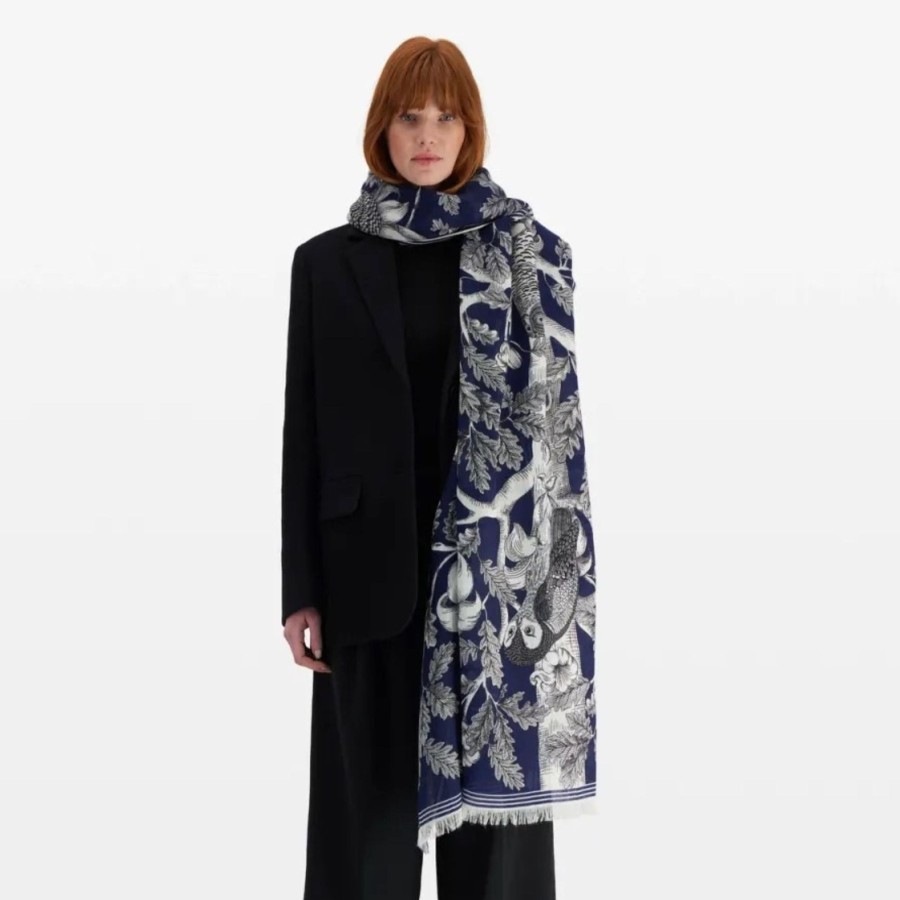 Women Inoui Editions Scarves | Inoui Editions Scarf 100 Archimede Navy