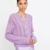 Women Vince Sweaters | Vince Cable Front Cardigan Hydrangea