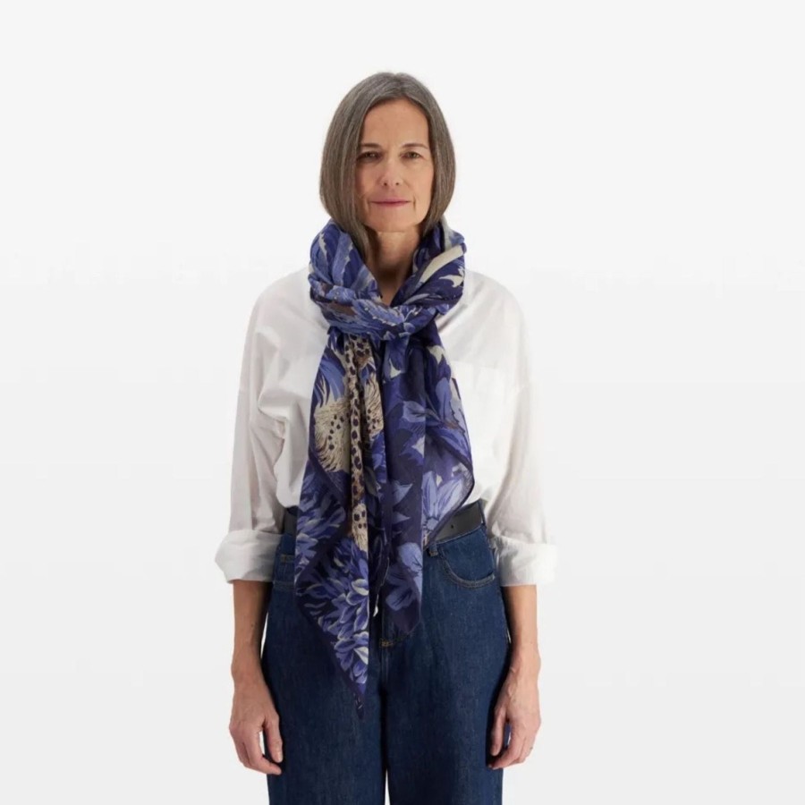 Women Inoui Editions Scarves | Inoui Editions Scarf 100 Chatou Winter Blue