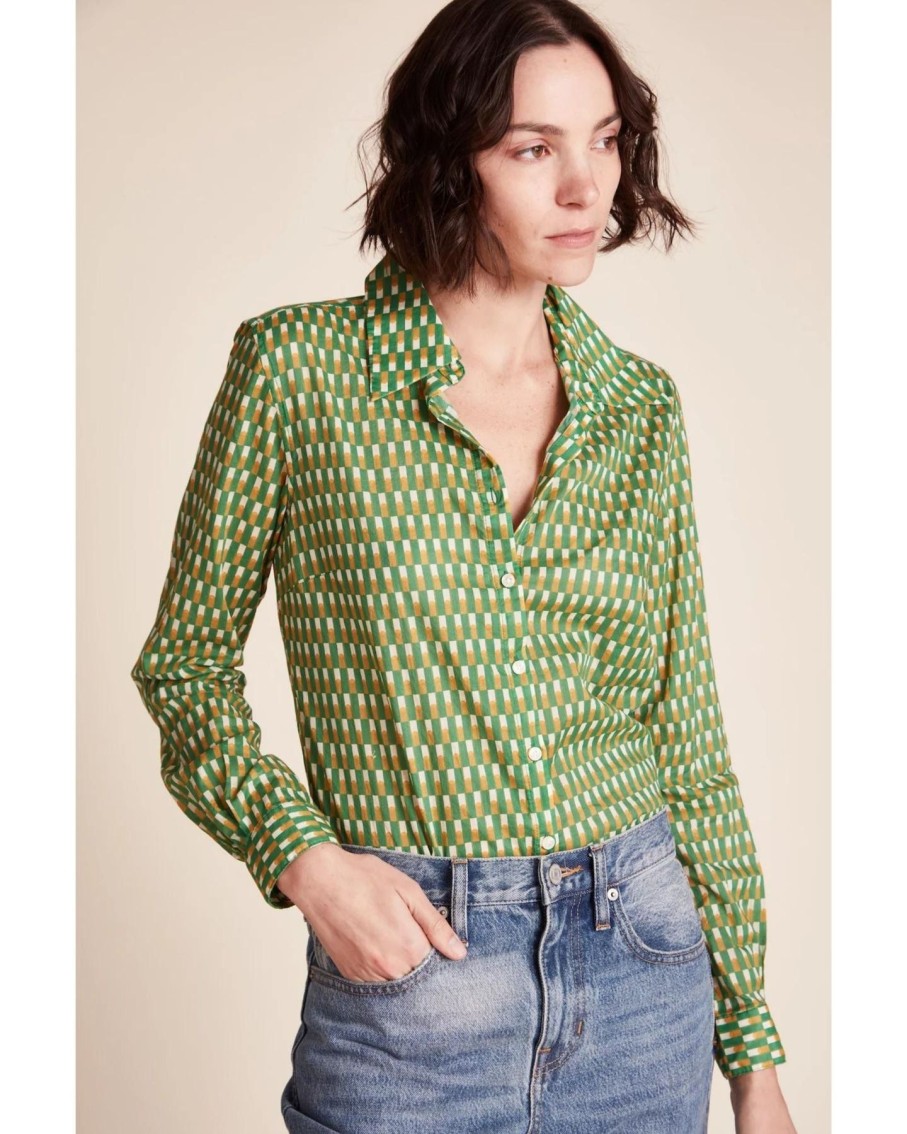 Women Trovata Shirts & Tops | Trovata Jacquelin Shirt Peridot Paver